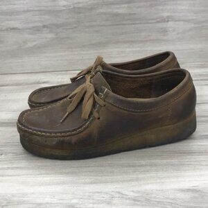 Clarks Brown Leather Wallabee-Style Flats